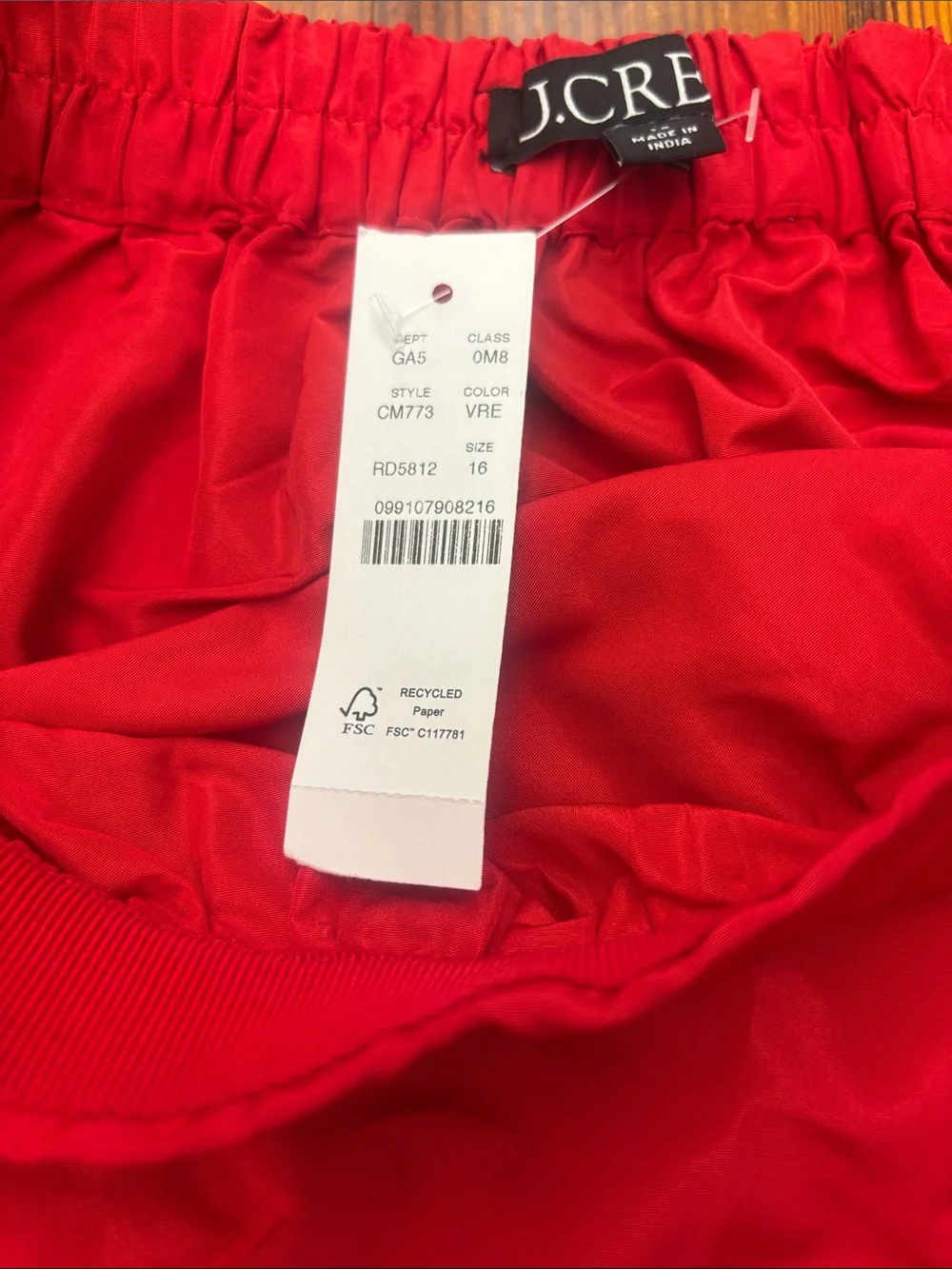 NWT J. Crew Midi Ball Skirt in Red Taffeta with Pockets and Side Zipper Size 16